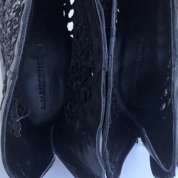 Rare Zara western cowboy open weave pointy heeled black ankle boots - Picture 11 of 16